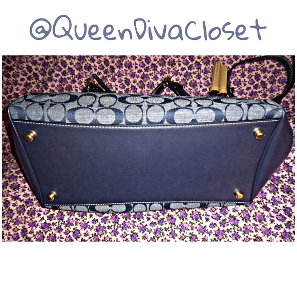 New Coach kleo carryall denim signature chambray tote bag purse - Picture 8 of 12